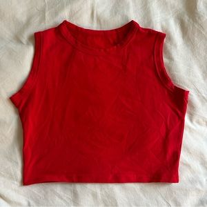 red crop muscle tank